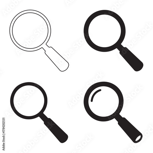 Magnifying glass outline and silhouette