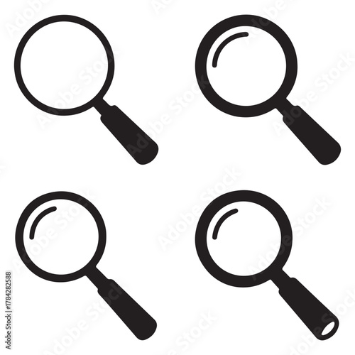 Magnifying glass outline and silhouette