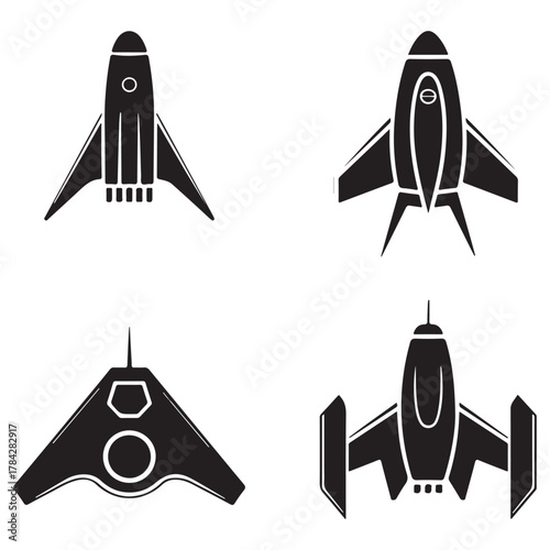different rocket ship silhouettes