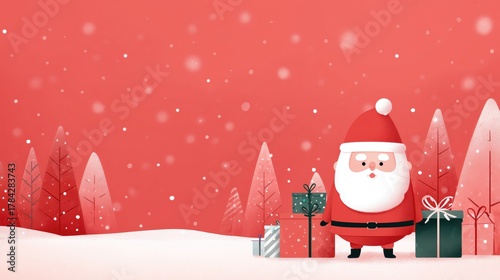 A festive business growth concept showing Santa Claus with gifts against a snowy backdrop, symbolizing holiday strategy and success.