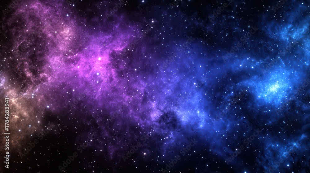 Fototapeta premium Explore the stunning beauty of a vibrant, colorful nebula with countless stars twinkling in the vast expanse of deep space.