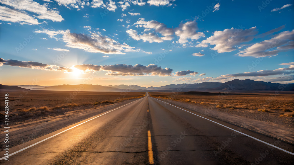 Naklejka premium Desert road adventure landscape