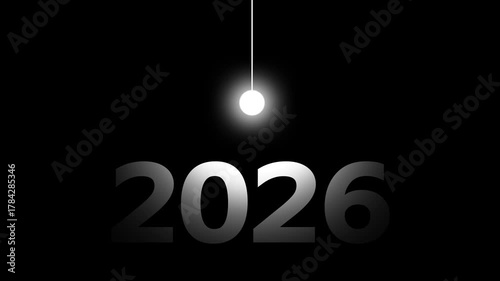 2026 Pendulum Countdown Intro: Minimalist New Year's Eve Clock, Wrecking Ball Transition, and Black and White Abstract Motion Graphic.