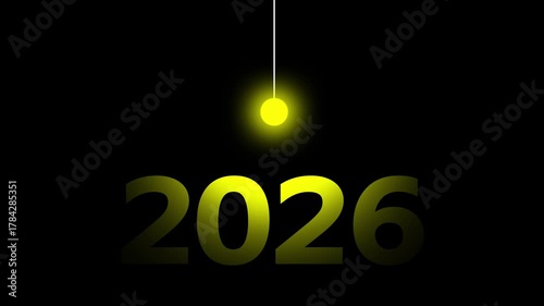 2026 Pendulum Countdown Intro: Minimalist New Year's Eve Clock, Wrecking Ball Transition, and Black and White Abstract Motion Graphic.