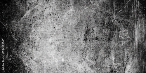 vintage grunge black texture with white scratches and speckles, distressed overlay background.