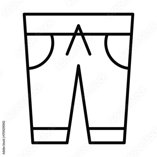 A line drawing depicts a pair of shorts featuring pockets a waistband and leg openings
