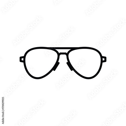 A minimalist depiction of aviator sunglasses with a thin black outline