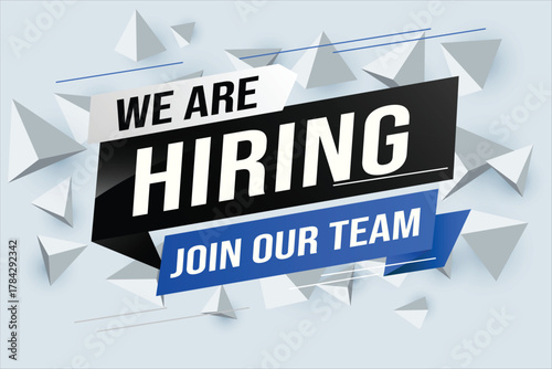 Foto hiring recruitment Join now design for banner poster We are hiring lettering with geometric shapes lines