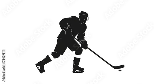 Ice hockey player skating fast with puck illustration