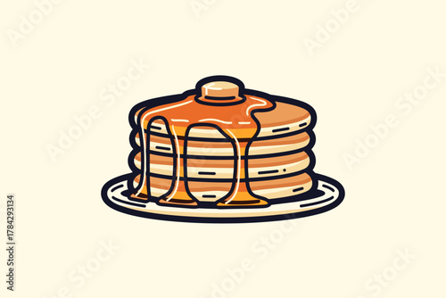 Delicious Stack of Golden Pancakes with Syrup and Butter.