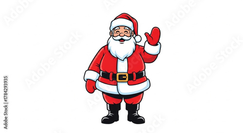 Smiling Santa Claus carrying a sack full of gifts – Christmas illustration