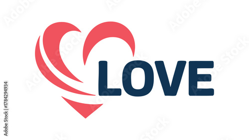 Love word with modern heart icon