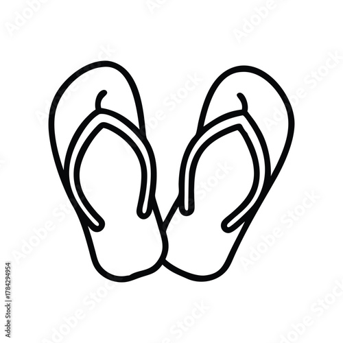 Black and white outline of two flipflops