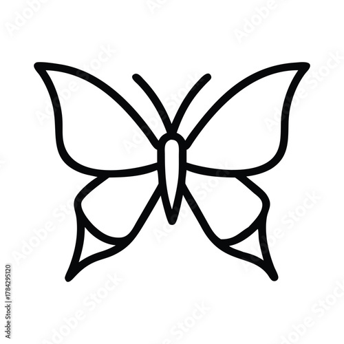 Black lined butterfly with distinct upper and lower wings and two antennas