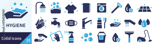 ベクターの清潔に関するシルエットアイコンセット
