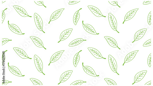 Hand drawn green leaves pattern