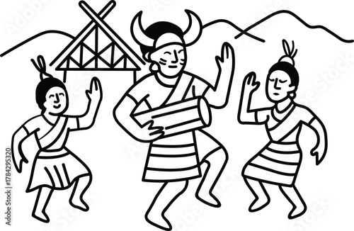 Naga people dancing a traditional folk dance