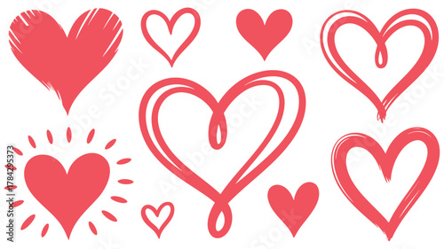 Red heart symbols, love vector