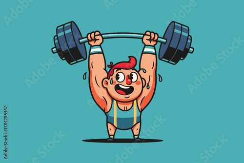 Strongman lifting heavy barbell with determination and sweat.