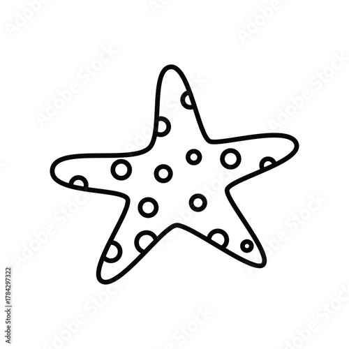 Starfish illustration with black outline and spotted pattern