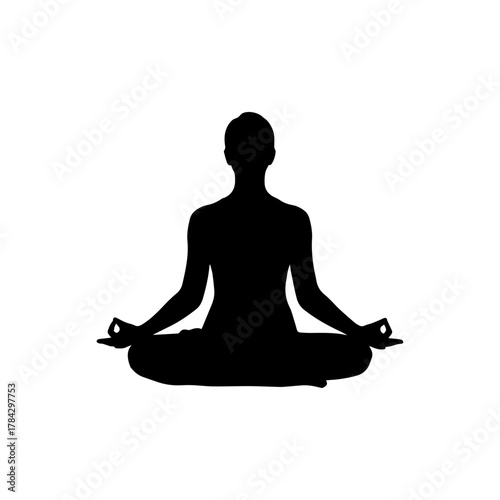 Meditating person silhouette in lotus pose