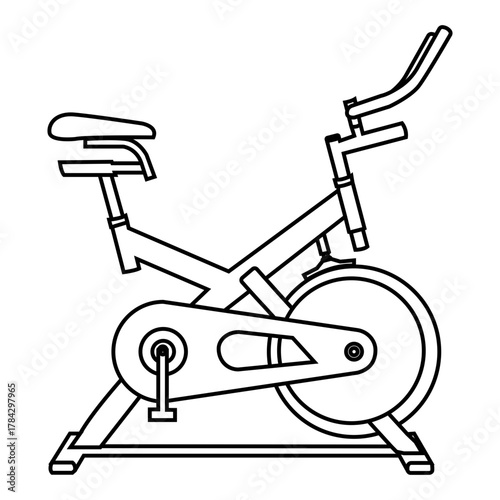 Simple Black Outline Vector Icon of a Stationary Exercise Bike, Symbolizing Fitness, Gym, Workout, and Cardio
