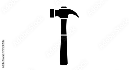 Hammer Icon in Black and White Construction Tool Illustration