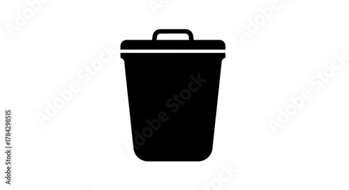 Black Waste Bin Icon for Trash and Recycling Collection Projects