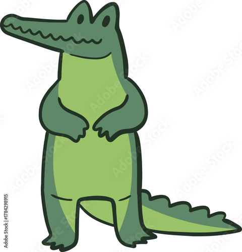 Illustration of Cartoon Crocodile Standing Up