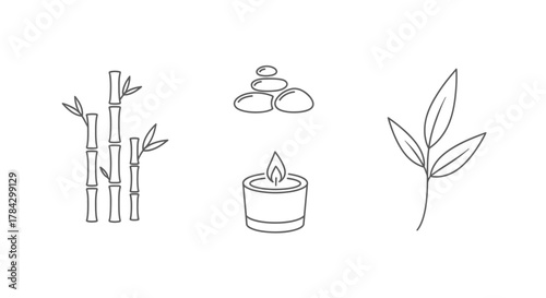 vector illustration of a candle and bamboo