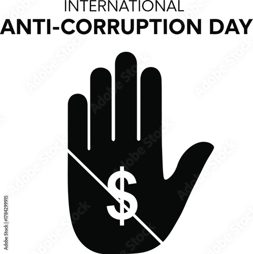 International Anticorruption Day with hand stopping money