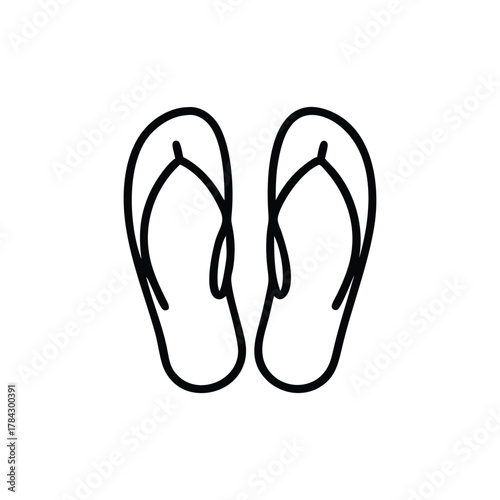 Two black linedrawn flipflops