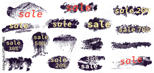 A set of vector monochrome spots for design. Sales, web design