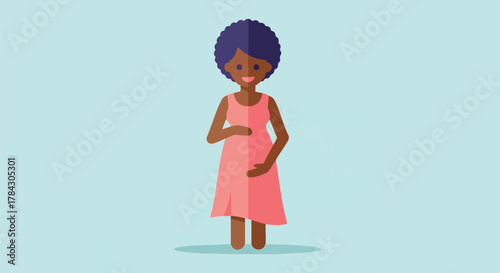 Multicultural Pregnant Woman Flat Icon Style