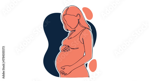 Single-Line Shape Pregnant Woman Flat Vector