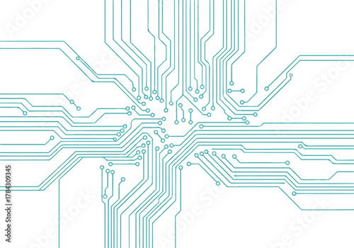 Circuit board pattern isolated on white background, representing technology, connectivity, and the intricate design of electronic systems and microchips