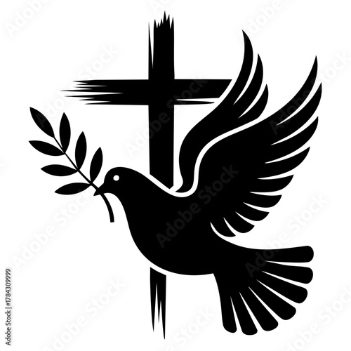 Dove and Cross Silhouette