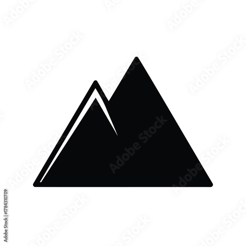 Geometric mountains icon for outdoor adventure and travel, flat vector design