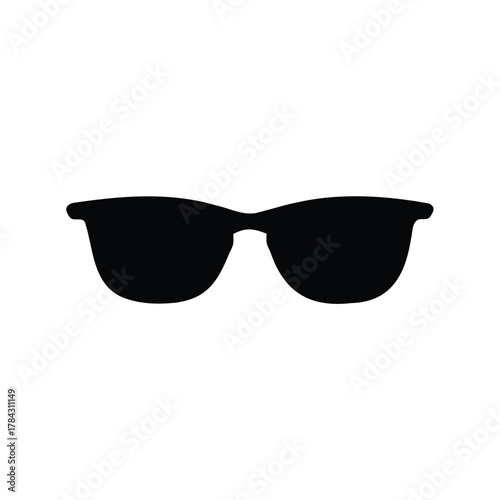 Black silhouette of sunglasses on a white background offers stylish protection