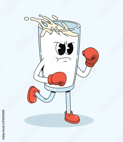  milk boxer character groovy cartoon illustration