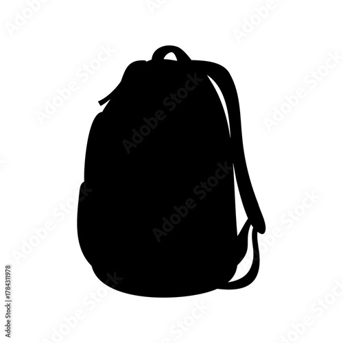 Silhouette of a Classic Backpack with Shoulder Straps and Carrying Handle