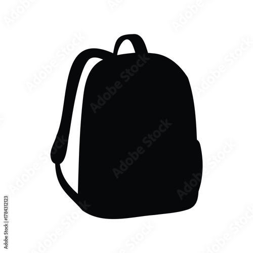 Isolated black backpack silhouette on a white background for simple illustration