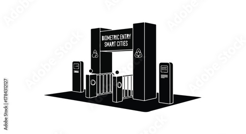 Modern biometric entry system for smart cities, illustrating futuristic security and access control.