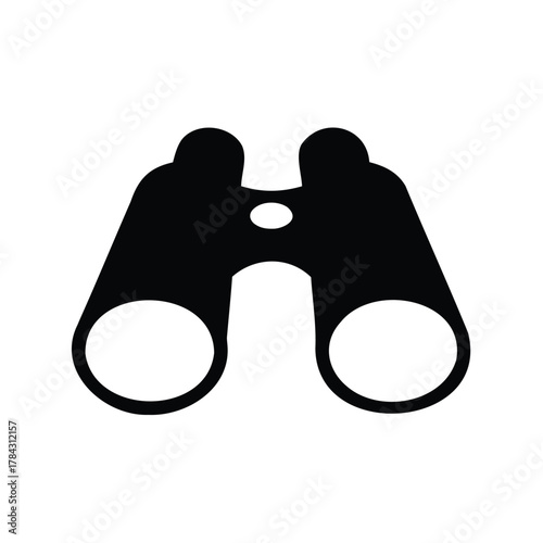 Simple black binoculars vector illustration, representing exploration, observation, and sightseeing activities