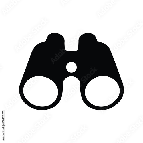 Black binoculars on a white background providing expanded view of objects