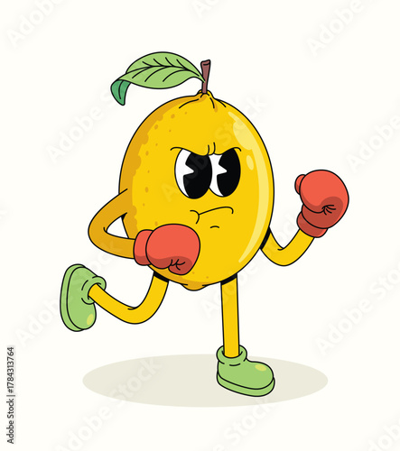 lemon boxer thumbs up groovy cartoon illustration