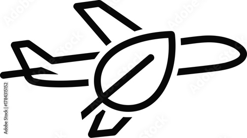 Airplane with leaf isolated on transparent background for eco travel concept