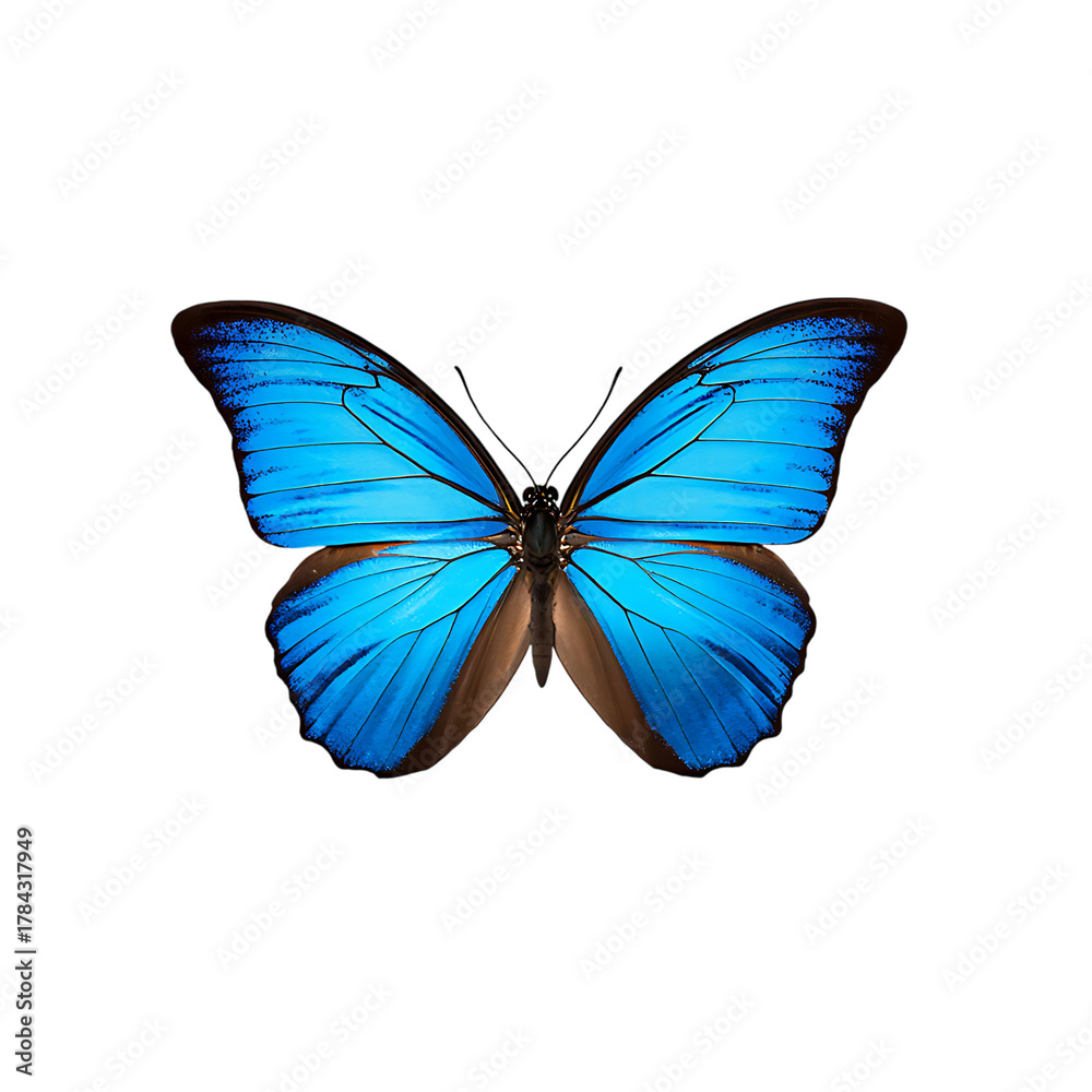 Fototapeta premium Blue morpho butterfly isolated on transparent background