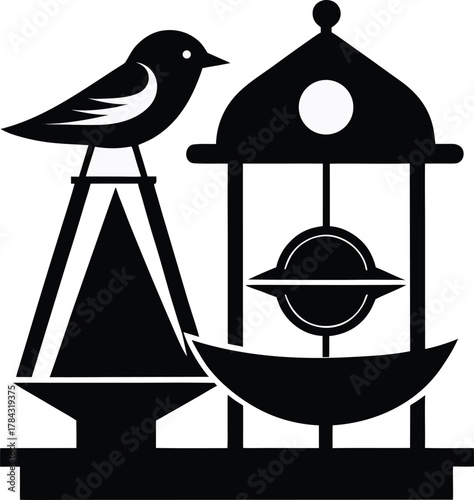 bird in a cage vector illustration of a bird and bird house.