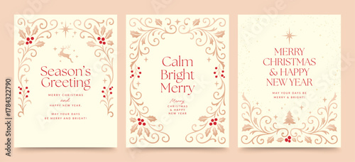 Christmas Flyer Poster Template for with Classic Festive Style in Luxury Red & Gold Hues for Invites, Invitations & Christmas Background Layouts